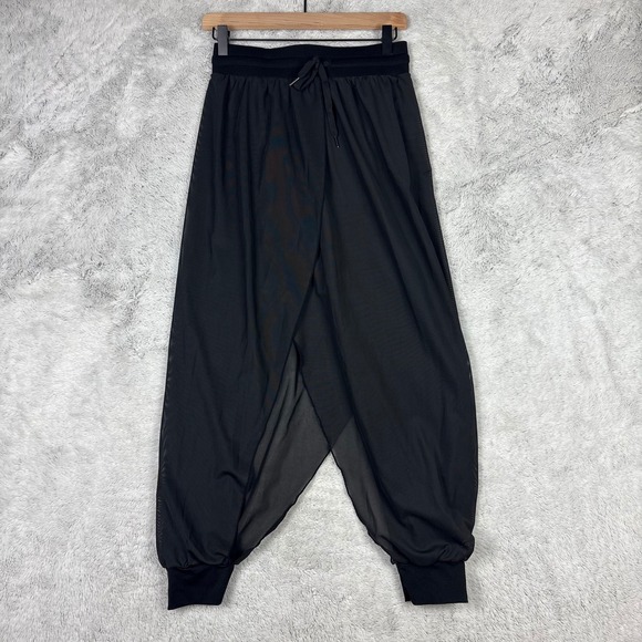 HALARA Harem Pants Jogger Black Sheer Mesh Genie XS Yoga FlowyHigh Waist NEW - Picture 2 of 7